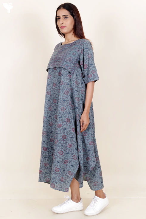 Khaadi Cotton Handkerchief Dress In Floral Block Print